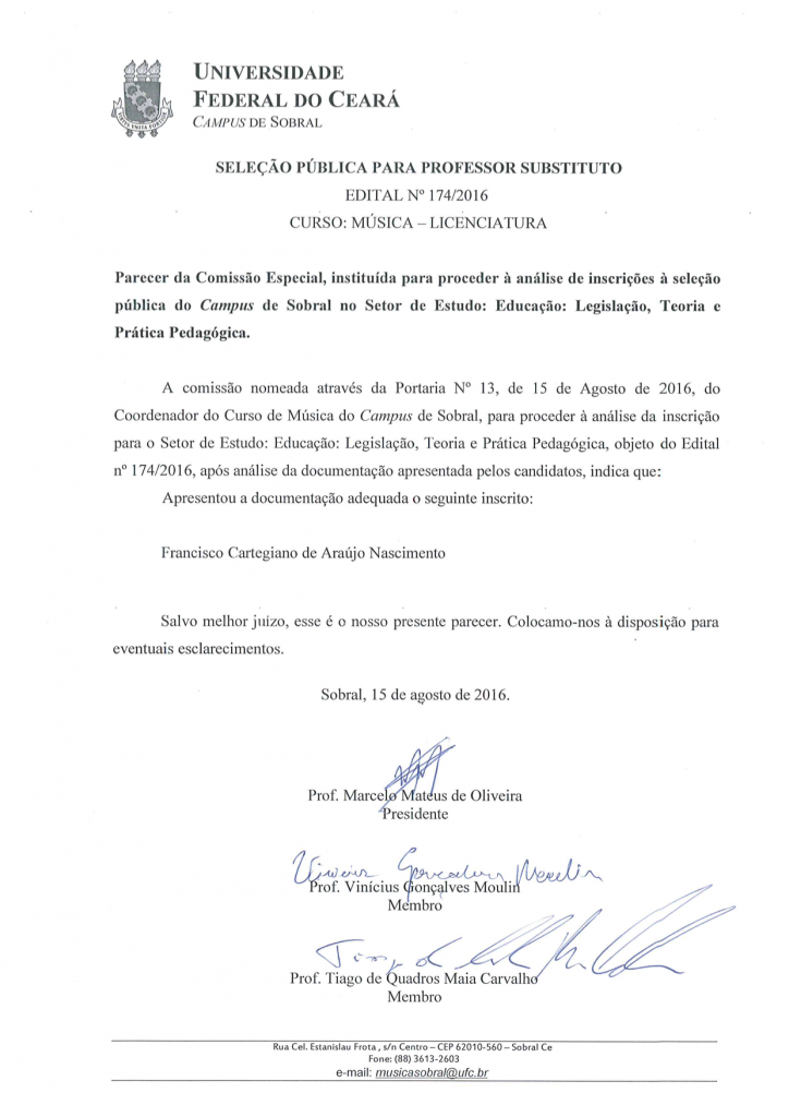 Parecer inscrição - Educação